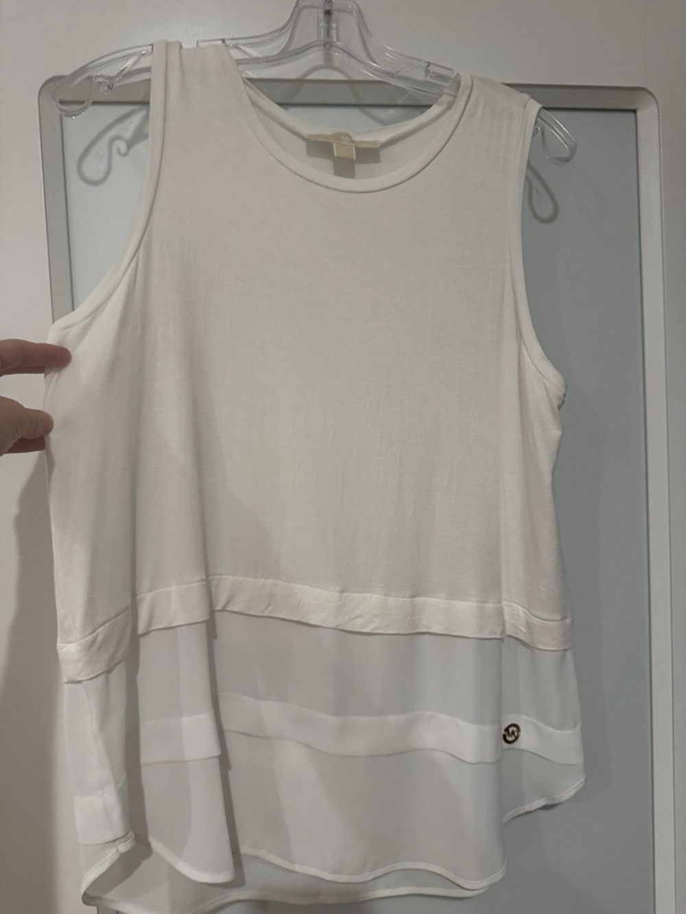 Michael Kors Women’s White Sleeveless Layered Tank Top